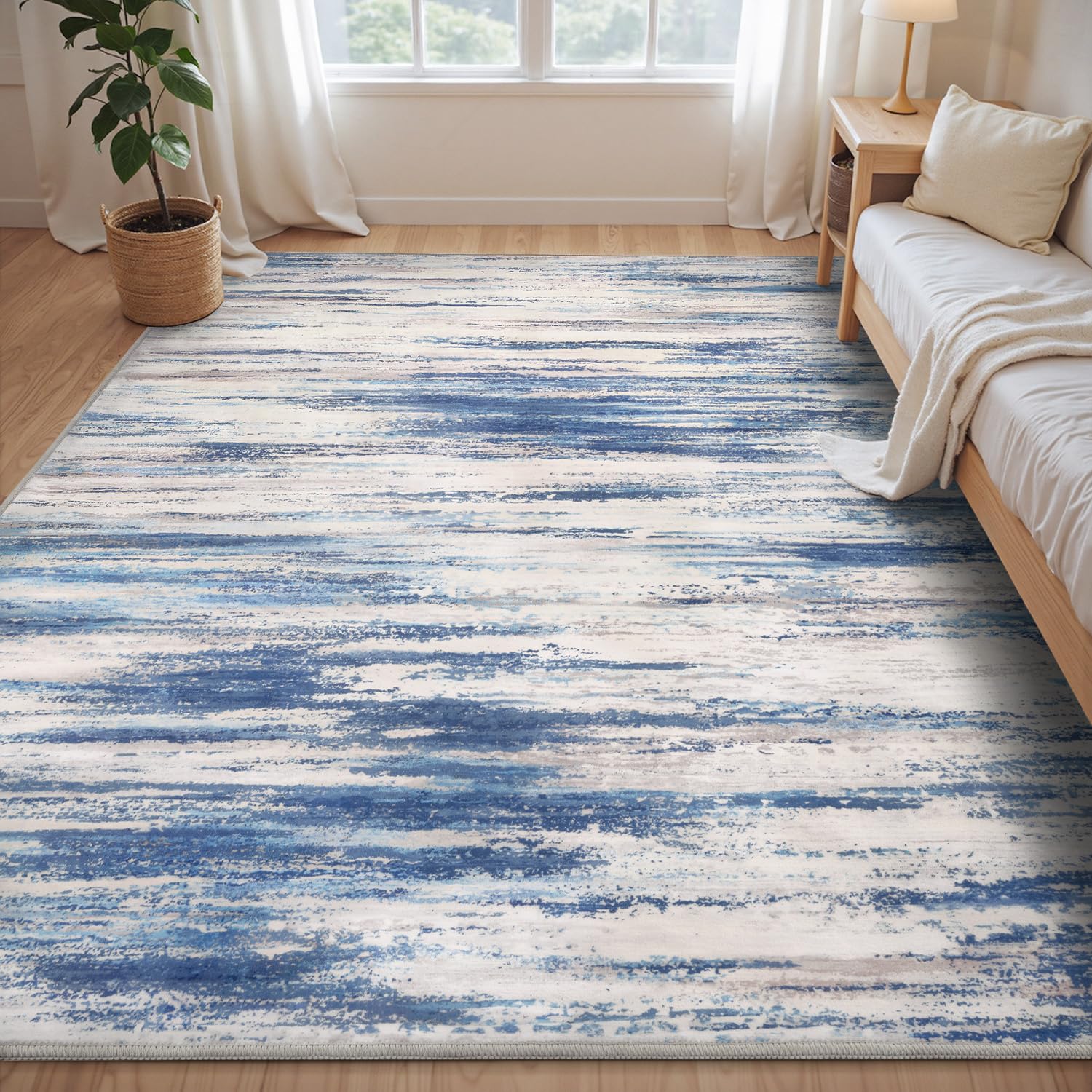 Machine Washable Abstract Area Rug, Non-Slip
