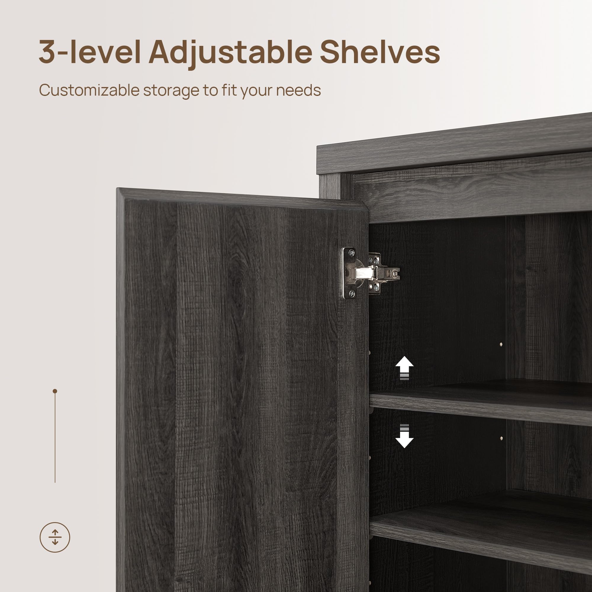 SICOTAS Fluted Sideboard Buffet Cabinet with Storage and Doors