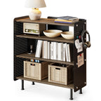 4-Tier Open Bookshelf with Pegboard and Adjustable Shelves