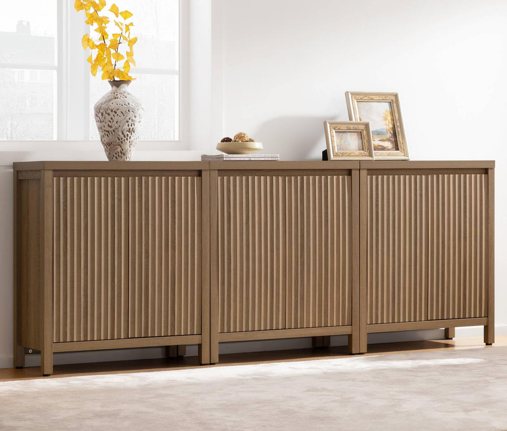 SICOTAS Fluted Sideboard Buffet Cabinet with Storage and Doors