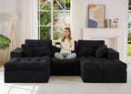 104" L-Shaped Modular Cloud Sofa with Ottoman