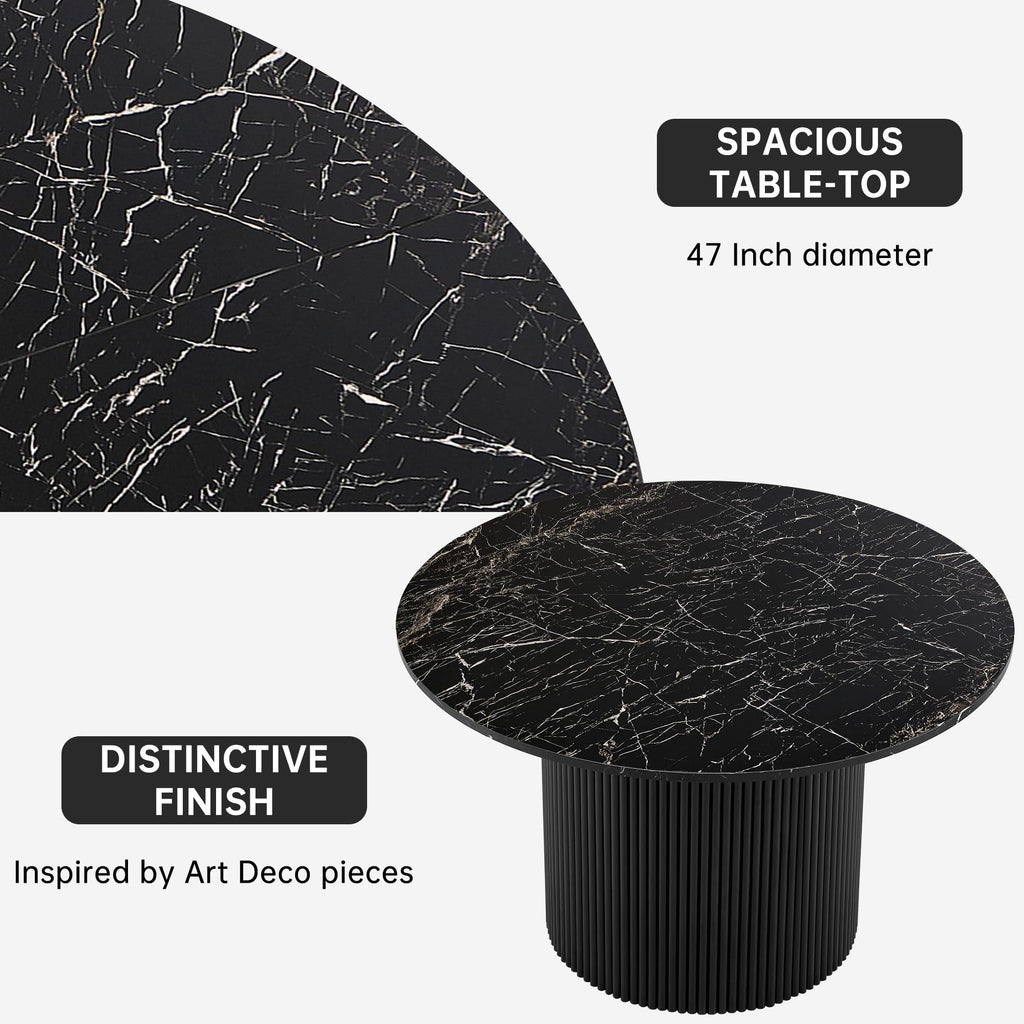 3-Piece Round Dining Table Set for 2 with Upholstered Armchairs