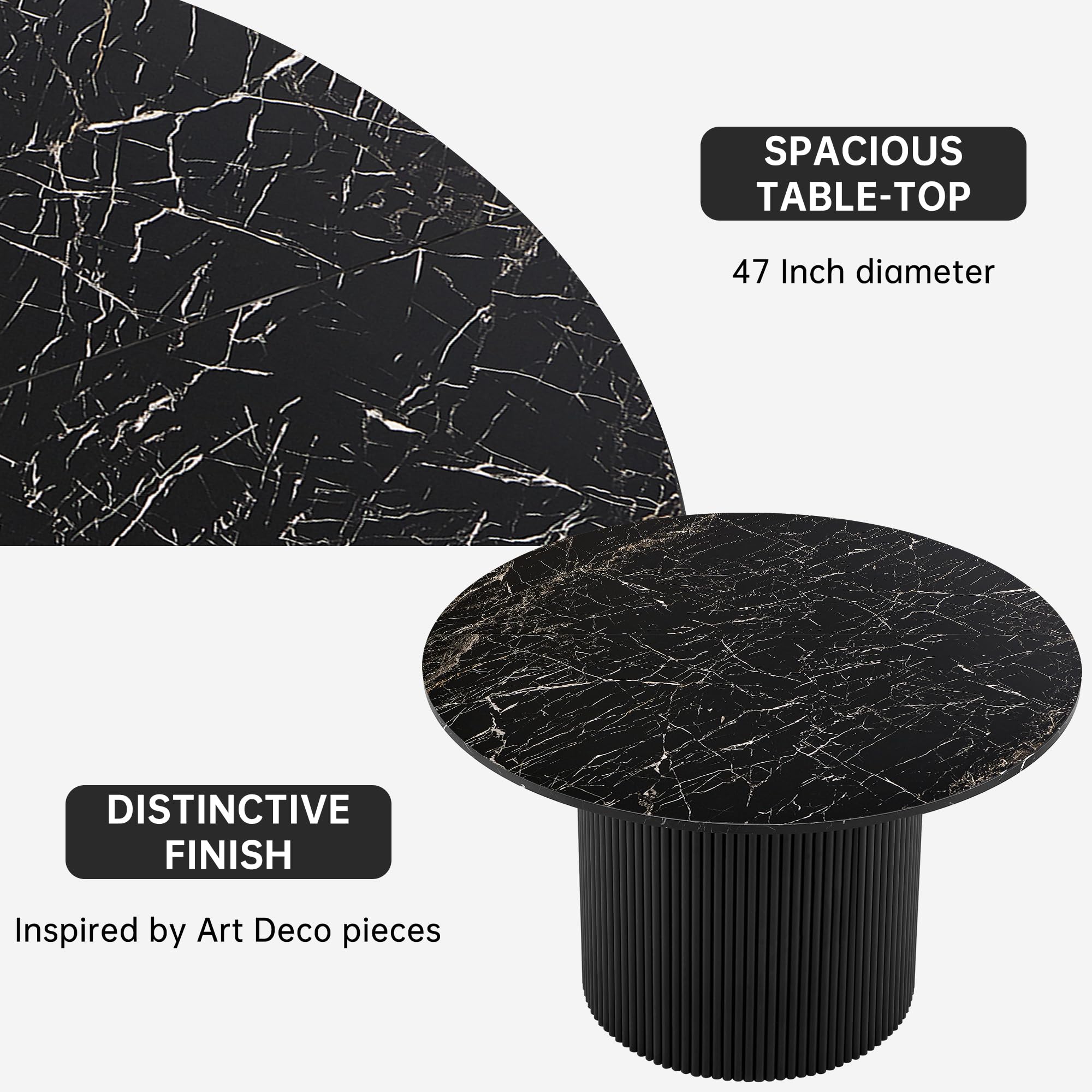 3-Piece Round Dining Table Set for 2 with Upholstered Armchairs