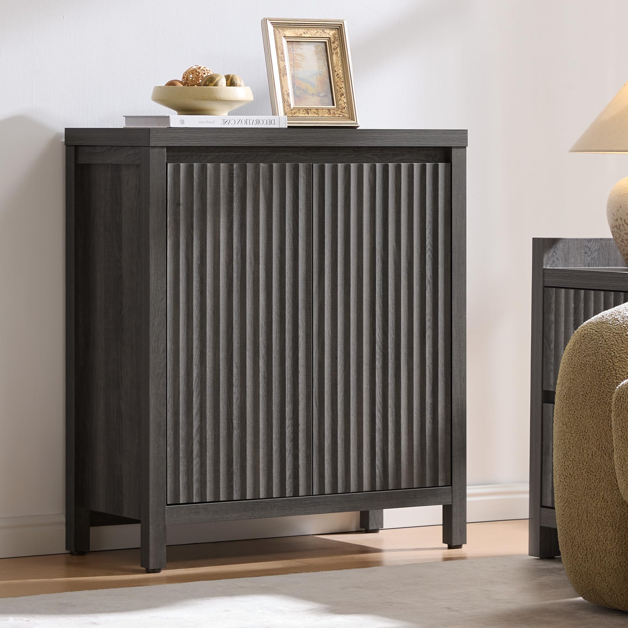 SICOTAS Fluted Sideboard Buffet Cabinet with Storage and Doors