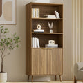 LYNSOM 5-Tier Bookcase with Fluted Doors and Adjustable Shelves