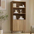 LYNSOM 5-Tier Bookcase with Fluted Doors and Adjustable Shelves