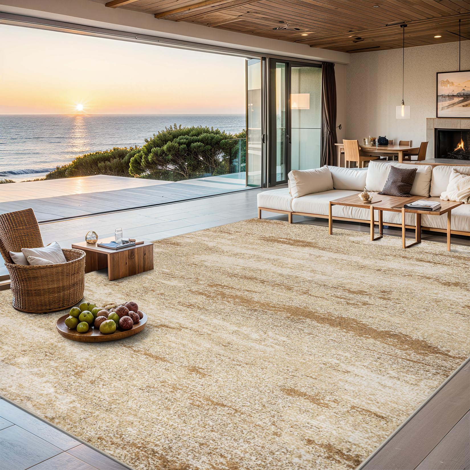 Washable Abstract Area Rug, Soft, Non-Slip, Stain Resistant