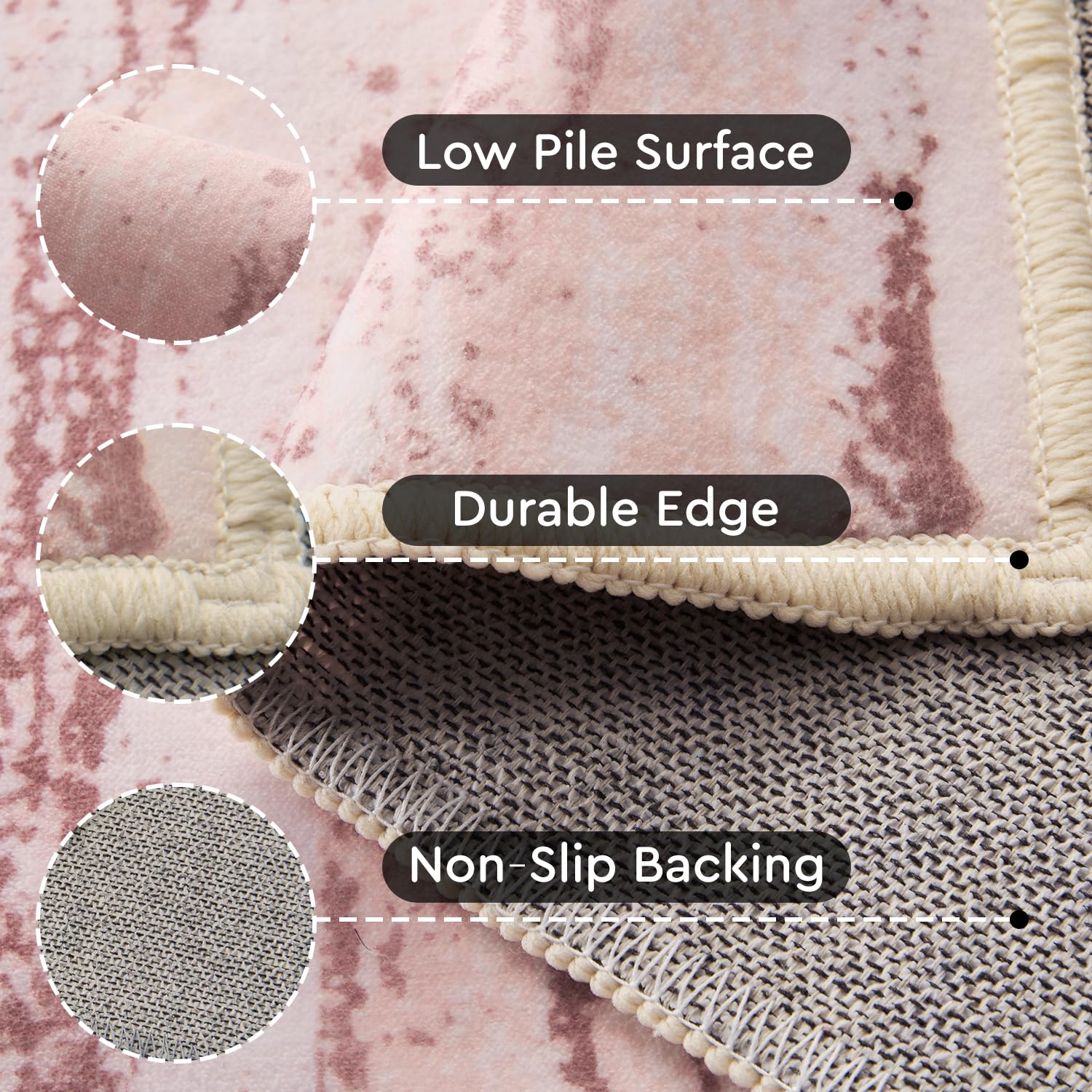 Machine Washable Abstract Area Rug, Non-Slip