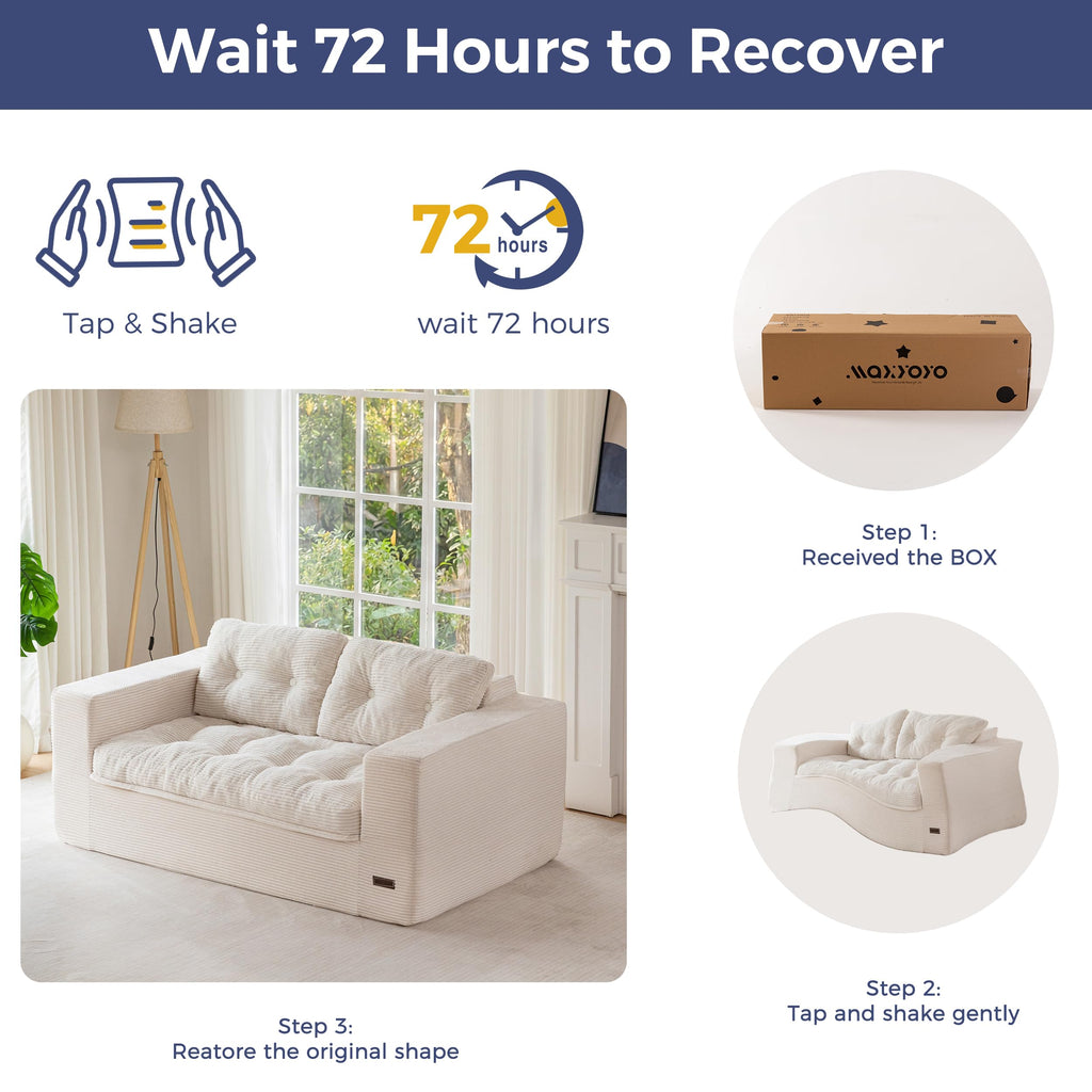 104" L-Shaped Modular Cloud Sofa with Ottoman