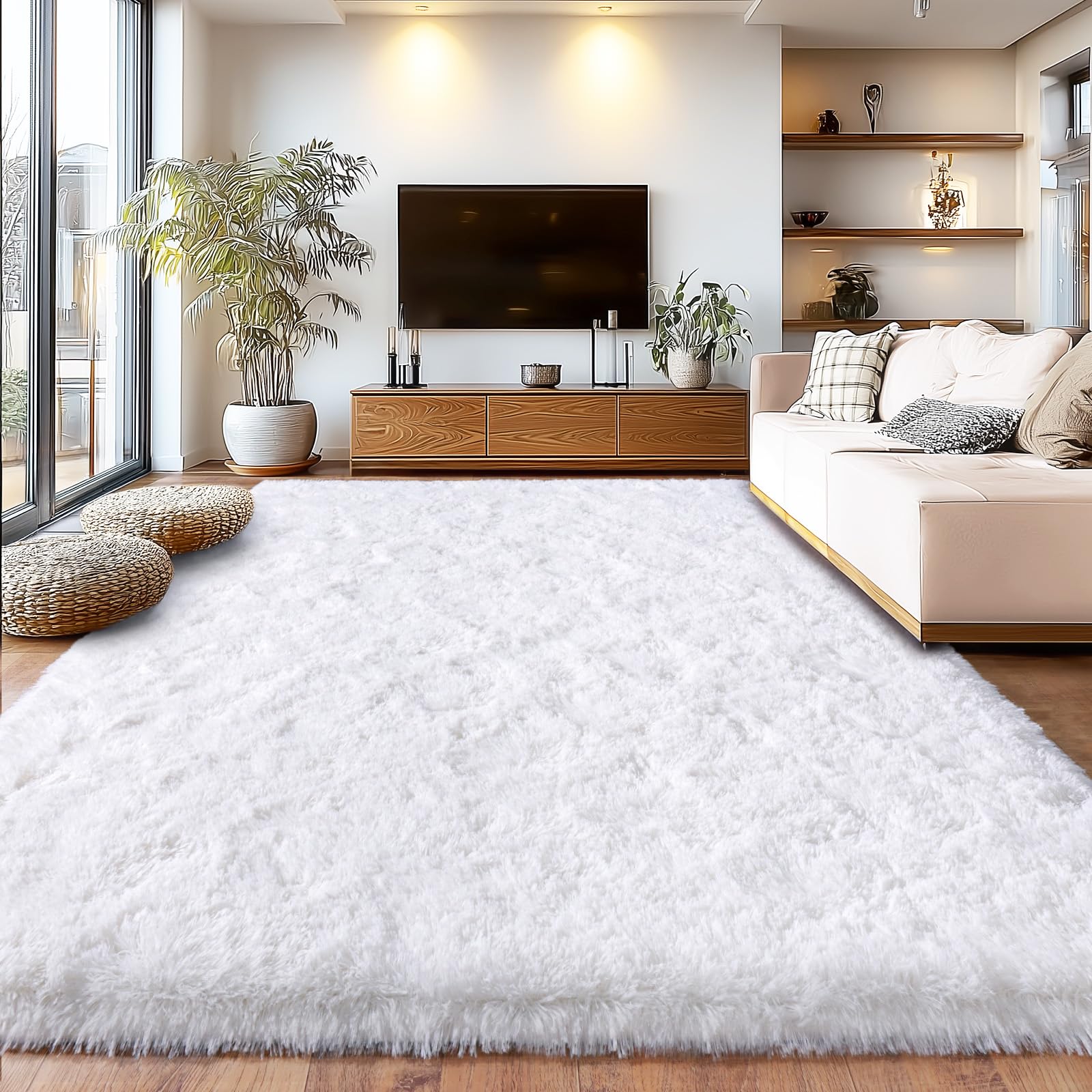 Fluffy Shaggy Area Rug, Soft High Pile, Non-Slip