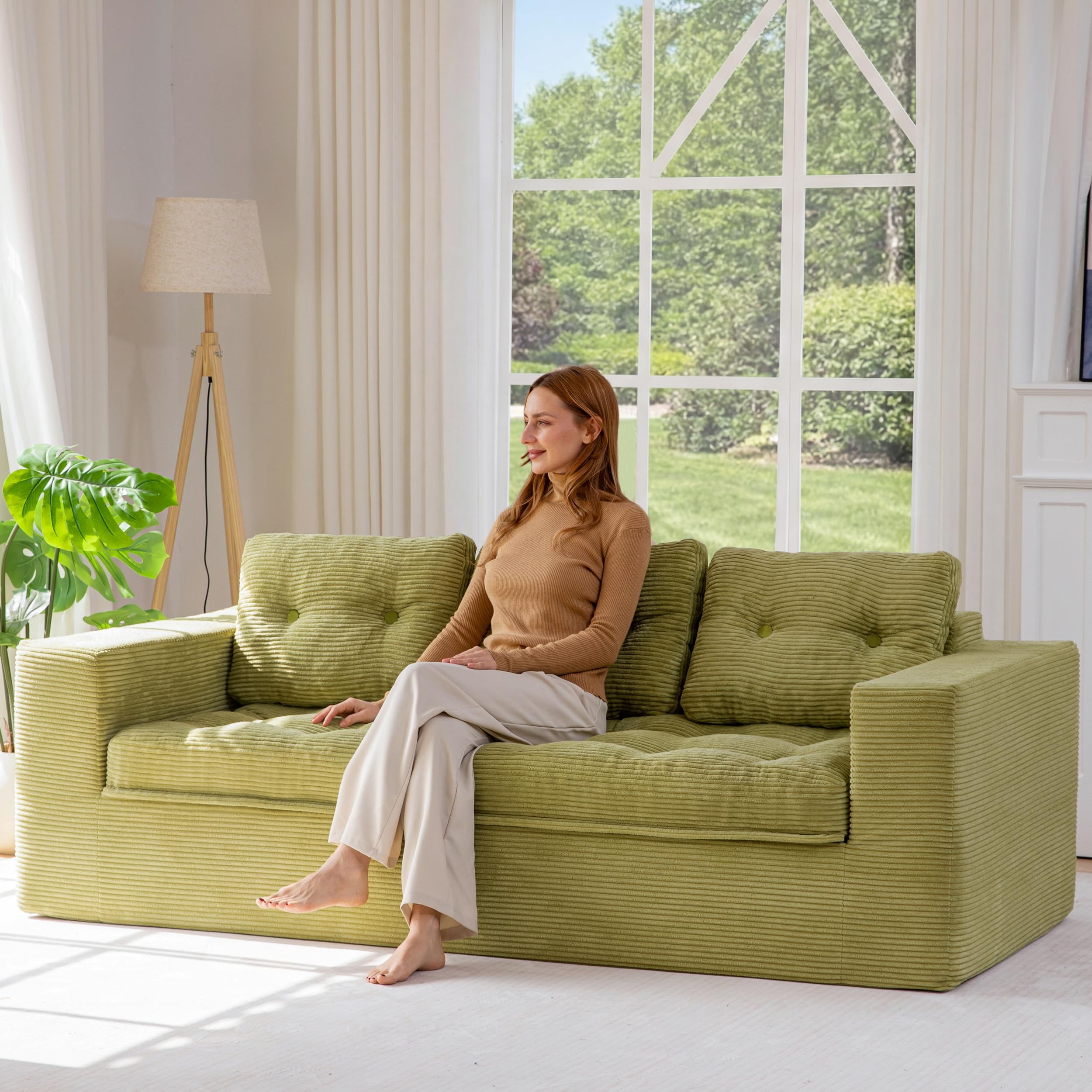 104" L-Shaped Modular Cloud Sofa with Ottoman