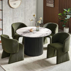 3-Piece Round Dining Table Set for 2 with Upholstered Armchairs