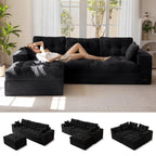 104" L-Shaped Modular Cloud Sofa with Ottoman