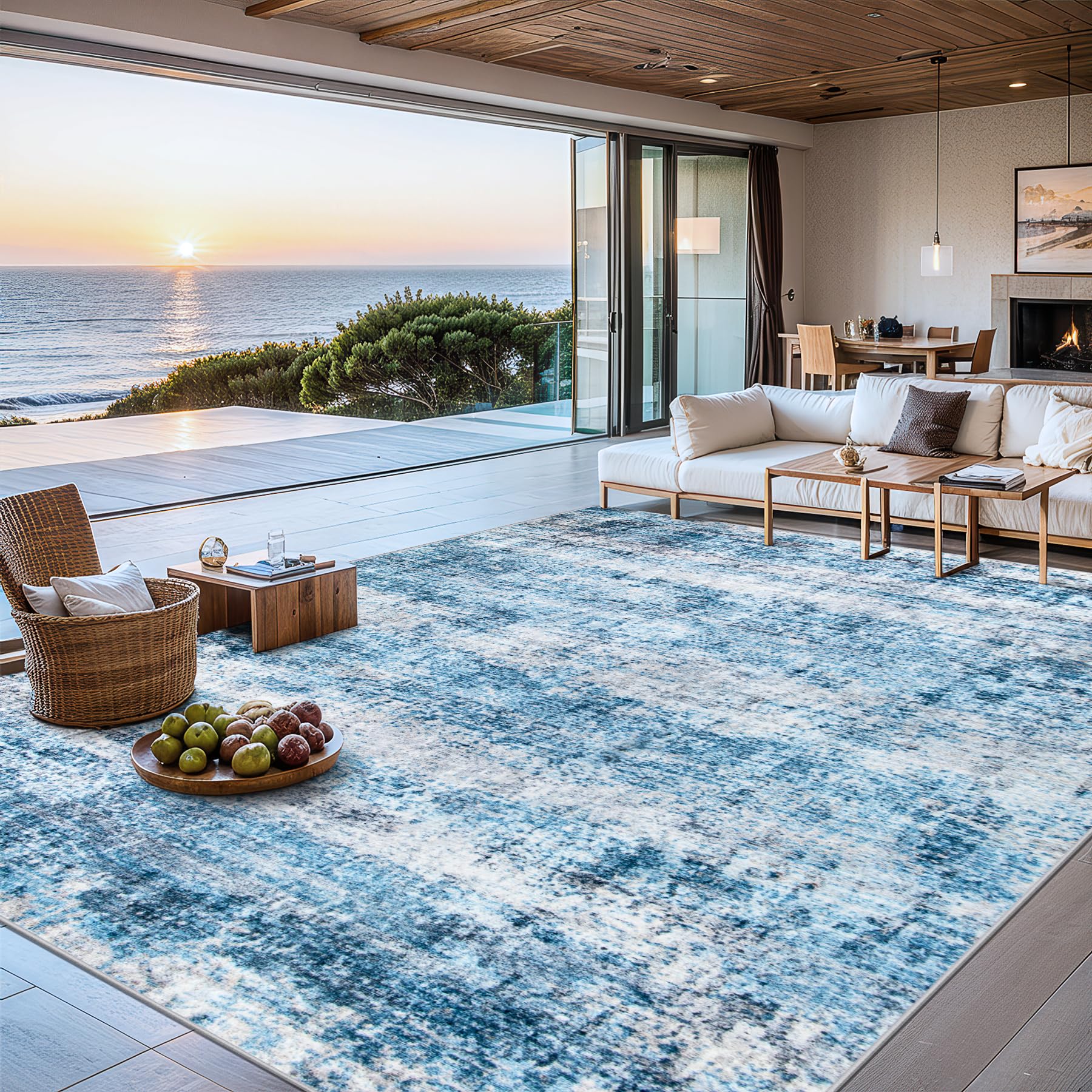 Washable Abstract Area Rug, Soft, Non-Slip, Stain Resistant