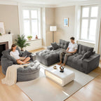 104" L-Shaped Modular Cloud Sofa with Ottoman