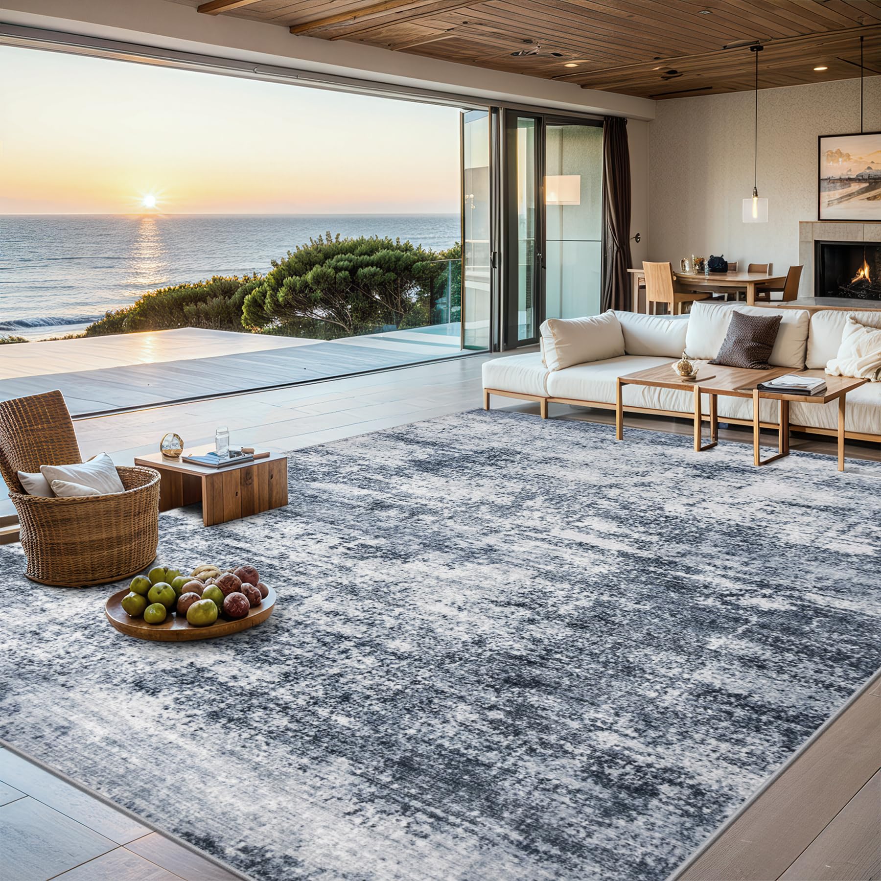 Washable Abstract Area Rug, Soft, Non-Slip, Stain Resistant