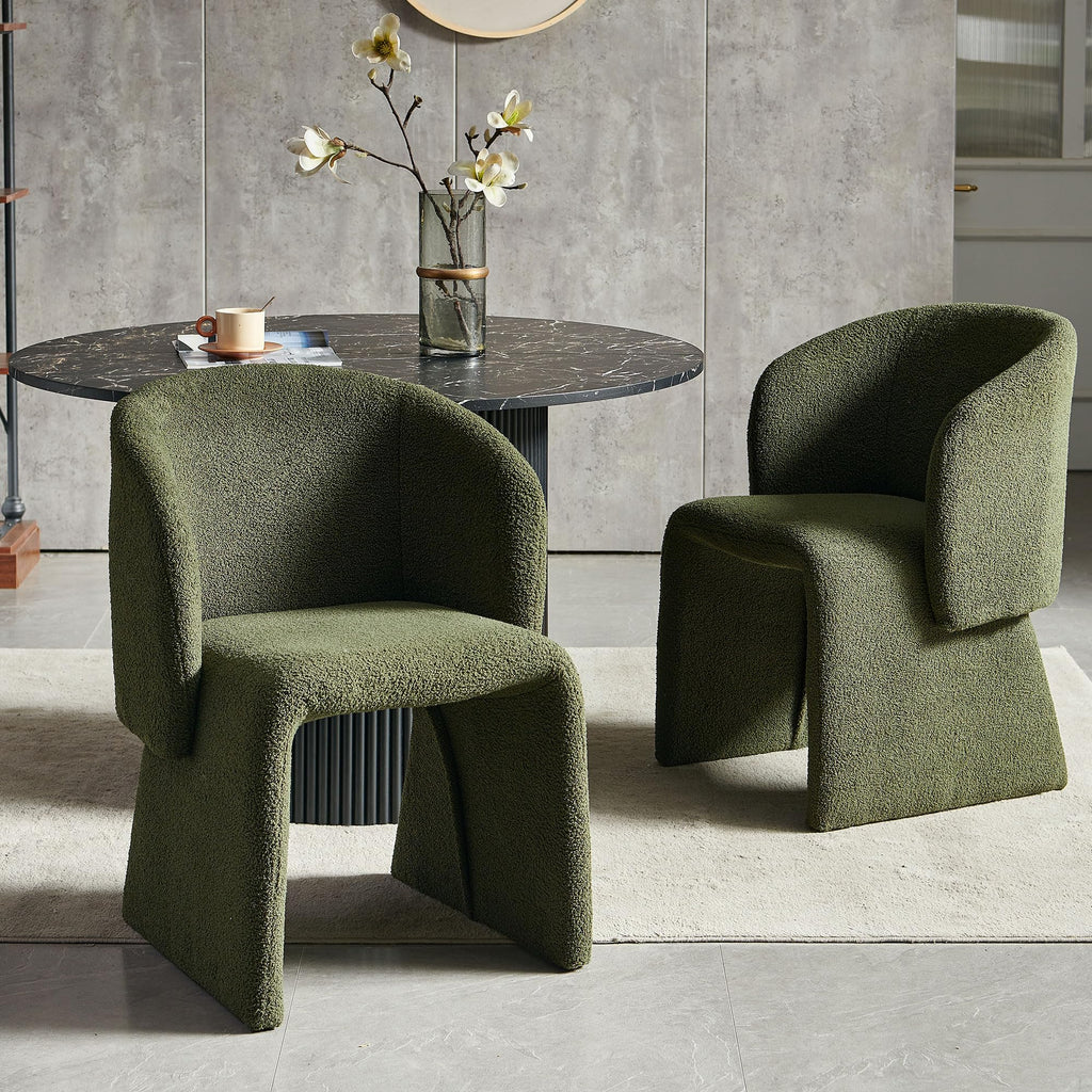 3-Piece Round Dining Table Set for 2 with Upholstered Armchairs
