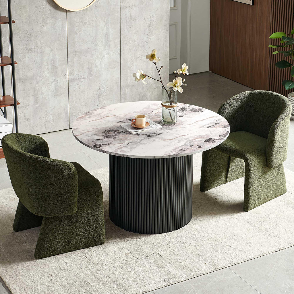3-Piece Round Dining Table Set for 2 with Upholstered Armchairs
