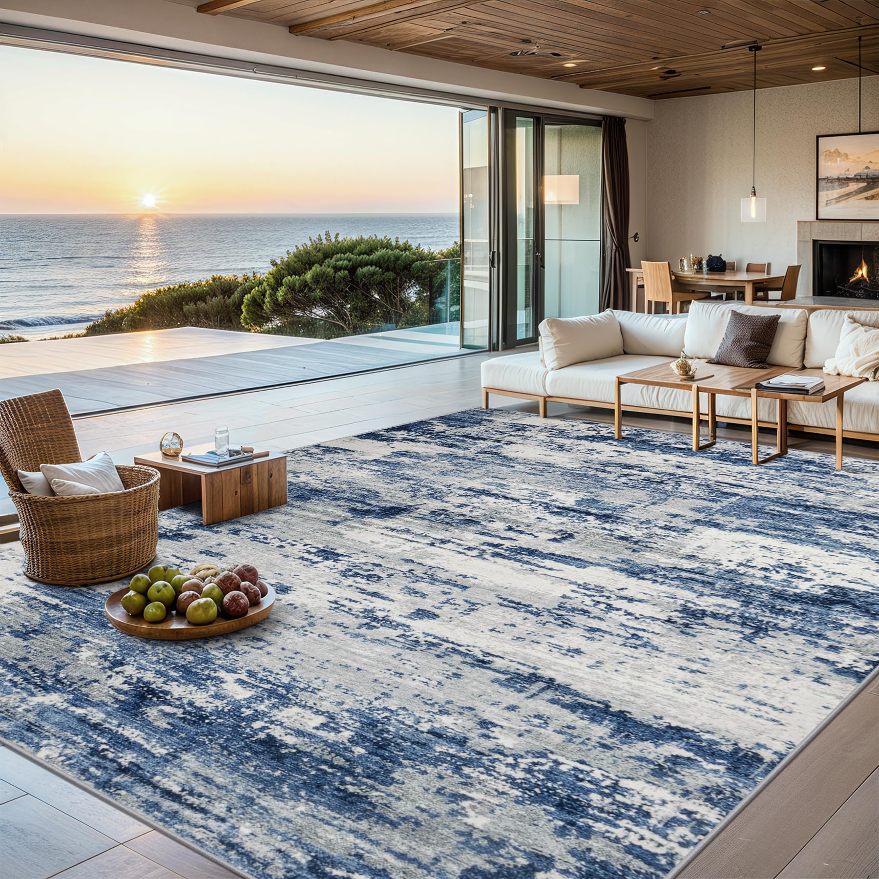 Washable Abstract Area Rug, Soft, Non-Slip, Stain Resistant