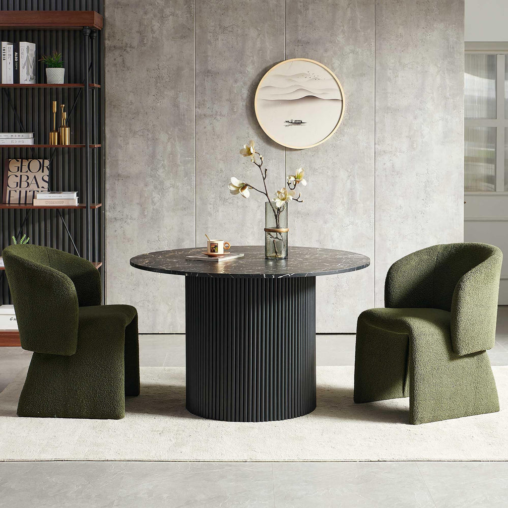 3-Piece Round Dining Table Set for 2 with Upholstered Armchairs