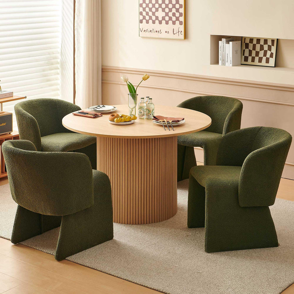 3-Piece Round Dining Table Set for 2 with Upholstered Armchairs