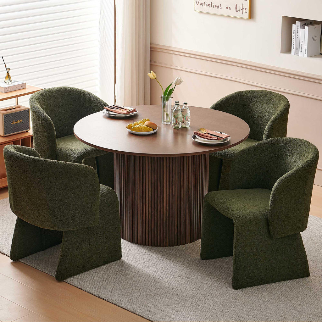 3-Piece Round Dining Table Set for 2 with Upholstered Armchairs