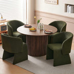 3-Piece Round Dining Table Set for 2 with Upholstered Armchairs