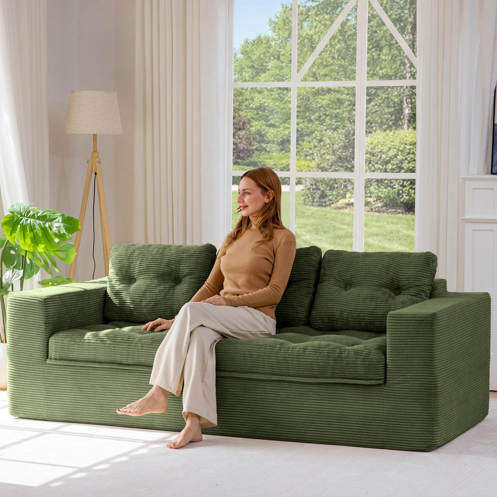 104" L-Shaped Modular Cloud Sofa with Ottoman
