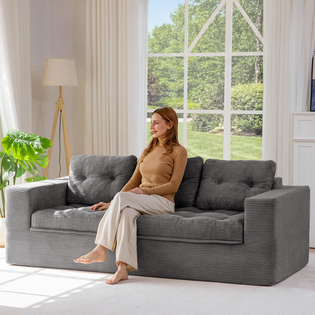 104" L-Shaped Modular Cloud Sofa with Ottoman