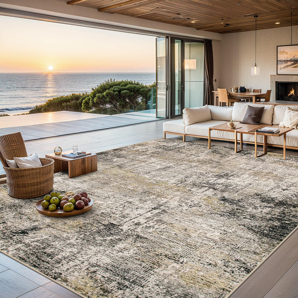 Washable Abstract Area Rug, Soft, Non-Slip, Stain Resistant