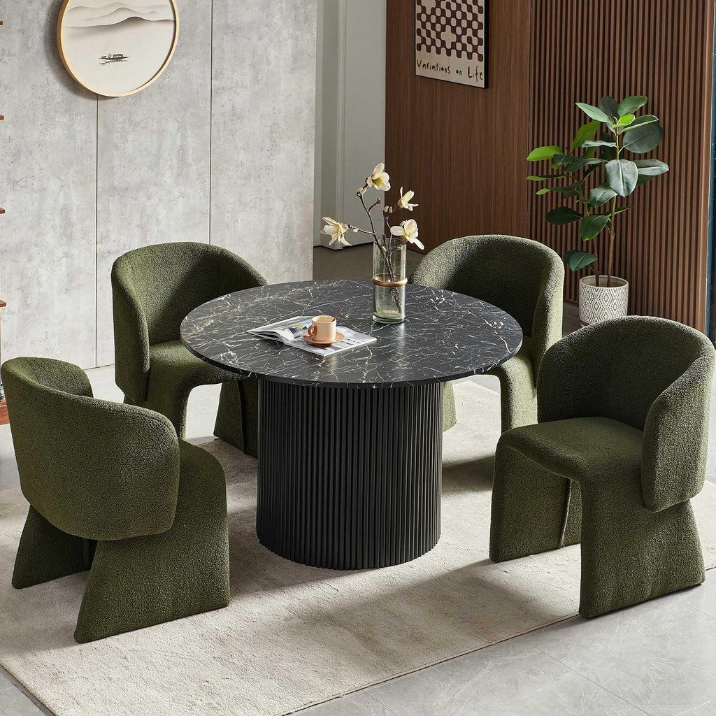 3-Piece Round Dining Table Set for 2 with Upholstered Armchairs