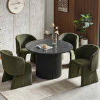 3-Piece Round Dining Table Set for 2 with Upholstered Armchairs